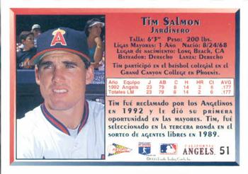 1993 Pacific Spanish #51 Tim Salmon Back