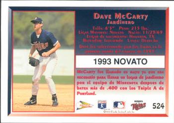 1993 Pacific Spanish #524 Dave McCarty Back