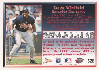 1993 Pacific Spanish #528 Dave Winfield Back
