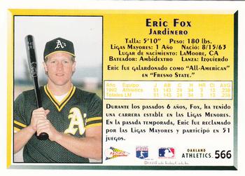 1993 Pacific Spanish #566 Eric Fox Back