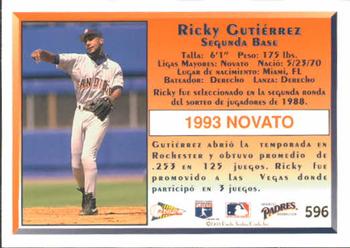 1993 Pacific Spanish #596 Ricky Gutierrez Back