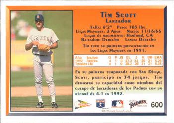 1993 Pacific Spanish #600 Tim Scott Back