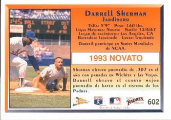 1993 Pacific Spanish #602 Darrell Sherman Back