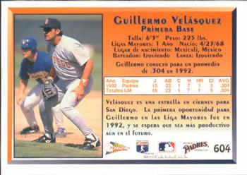 1993 Pacific Spanish #604 Guillermo Velasquez Back