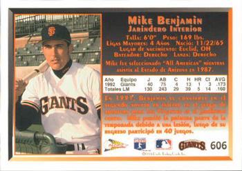 1993 Pacific Spanish #606 Mike Benjamin Back