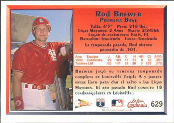 1993 Pacific Spanish #629 Rod Brewer Back