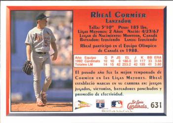 1993 Pacific Spanish #631 Rheal Cormier Back