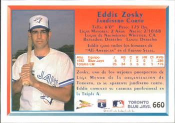 1993 Pacific Spanish #660 Eddie Zosky Back