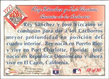 1993 Pacific Spanish - Beisbol Amigos #18 Rey Sanchez / Jose Vizcaino Back