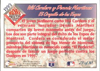 1993 Pacific Spanish - Beisbol Amigos #25 Wilfredo Cordero / Dennis Martinez Back