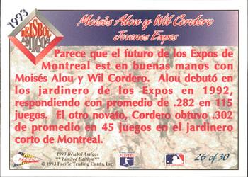 1993 Pacific Spanish - Beisbol Amigos #26 Moises Alou / Wilfredo Cordero Back