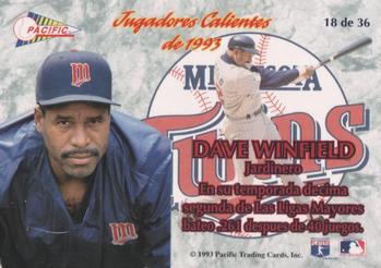 1993 Pacific Spanish - Jugadores Calientes #18 Dave Winfield Back