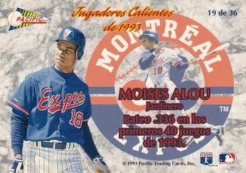 1993 Pacific Spanish - Jugadores Calientes #19 Moises Alou Back