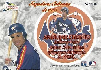 1993 Pacific Spanish - Jugadores Calientes #24 Andujar Cedeno Back