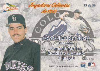 1993 Pacific Spanish - Jugadores Calientes #35 Armando Reynoso Back