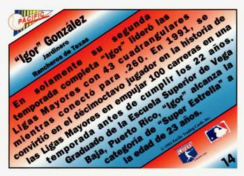 1993 Pacific Spanish - Gold Estrellas #14 Igor Gonzalez Back
