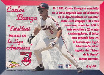 1993 Pacific Spanish - Prism Inserts #9 Carlos Baerga Back