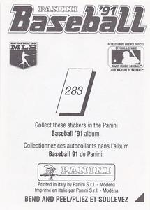 1991 Panini Stickers (Canada) #283 Bret Saberhagen Back