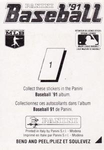 1991 Panini Stickers (Canada) #1 MLB Logo Back