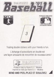 1991 Panini Stickers (Canada) #3 Panini Baseball 1991 Logo Back