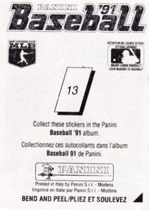 1991 Panini Stickers (Canada) #13 Franklin Stubbs Back