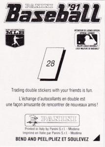 1991 Panini Stickers (Canada) #28 Cardinals Pennant Back
