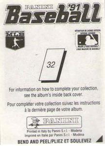 1991 Panini Stickers (Canada) #32 Jose Oquendo Back