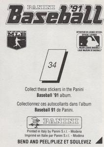 1991 Panini Stickers (Canada) #34 Ozzie Smith Back