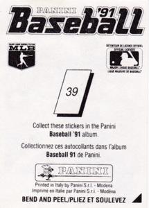 1991 Panini Stickers (Canada) #39 Lee Smith Back