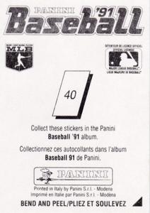 1991 Panini Stickers (Canada) #40 Cubs Pennant Back