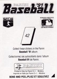 1991 Panini Stickers (Canada) #42 Joe Girardi Back