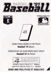 1991 Panini Stickers (Canada) #45 Luis Salazar Back
