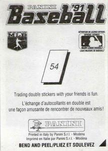 1991 Panini Stickers (Canada) #54 Mike Scioscia Back