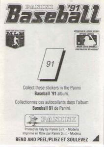 1991 Panini Stickers (Canada) #91 Jack Clark Back