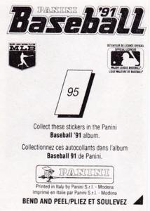 1991 Panini Stickers (Canada) #95 Joe Carter Back