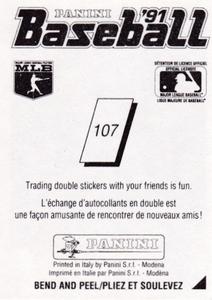 1991 Panini Stickers (Canada) #107 Von Hayes Back