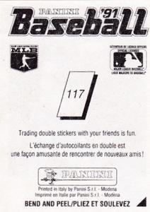 1991 Panini Stickers (Canada) #117 Jeff King Back
