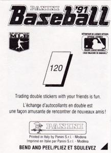 1991 Panini Stickers (Canada) #120 Bobby Bonilla Back