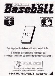 1991 Panini Stickers (Canada) #144 Dave Martinez Back