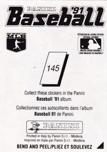 1991 Panini Stickers (Canada) #145 Larry Walker Back