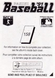 1991 Panini Stickers (Canada) #158 Will Clark Back