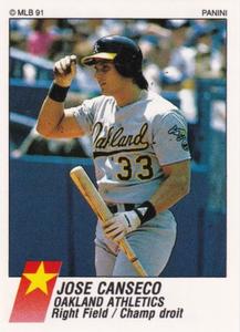 1991 Panini Stickers (Canada) #173 Jose Canseco Front