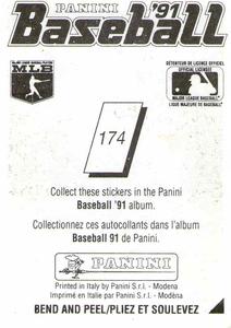 1991 Panini Stickers (Canada) #174 Bob Welch Back