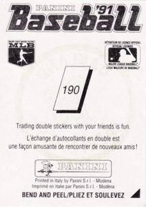 1991 Panini Stickers (Canada) #190 Athletics Logo Back