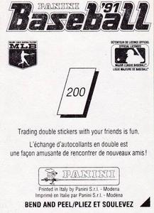 1991 Panini Stickers (Canada) #200 Dennis Eckersley Back