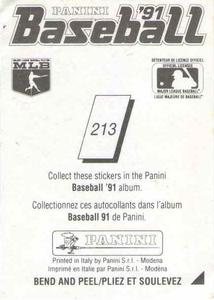 1991 Panini Stickers (Canada) #213 Indians Pennant Back