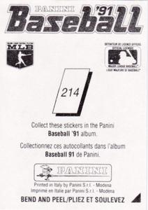 1991 Panini Stickers (Canada) #214 Indians Logo Back