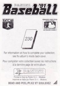 1991 Panini Stickers (Canada) #230 Edgar Martinez Back