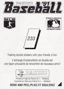 1991 Panini Stickers (Canada) #233 Ken Griffey Jr. Back