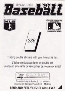 1991 Panini Stickers (Canada) #236 Mike Schooler Back